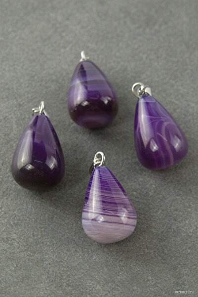 ZERO LAND Zngzrmll Agate Drop Natural Stone Pendant 1 (53409) Piece Purple