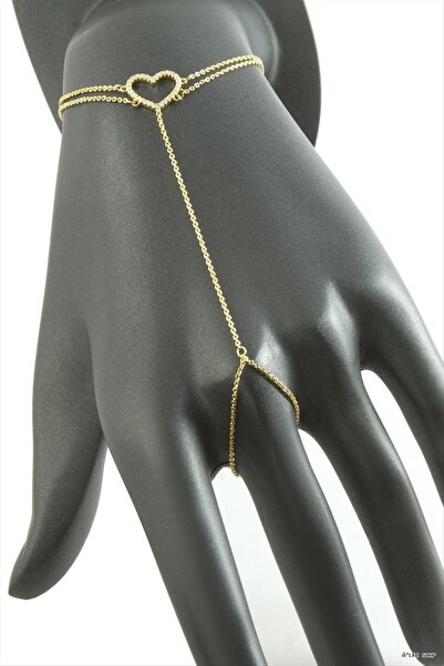 ZERO LAND Ilkestor Heart Zircon Stone Luxury Steel (61615) Şahmeran Yellow
