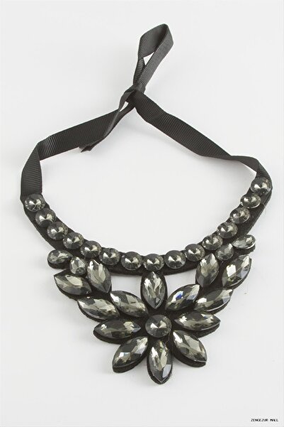 ZERO LAND Zngzrmll Flower Stone Collar (60659) Necklace Anthracite