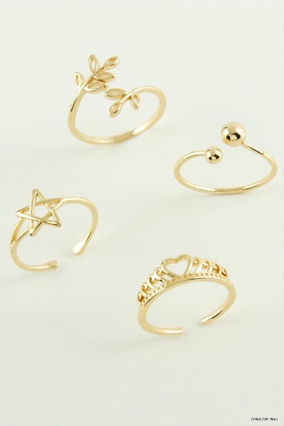 ZERO LAND Zngzrmll Mixed Luxury Steel Joint Ring 1 (61746) Piece Yellow