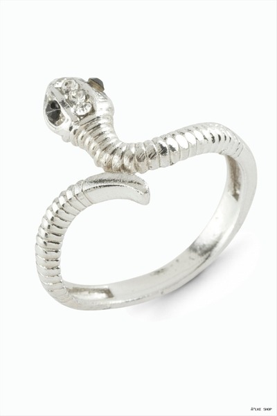 ZERO LAND Ilkestor Metal Ring with Snake Stone (55930) Silver Color