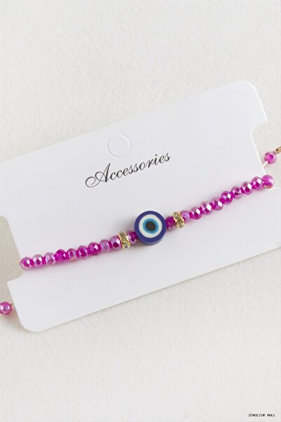ZERO LAND Zngzrmll Nazar Crystal Macrame Rope (55052) Bracelet Pink