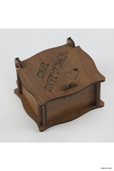 ZERO LAND Zngzrmll I Love You Figured Wooden Ring (63434) Brown