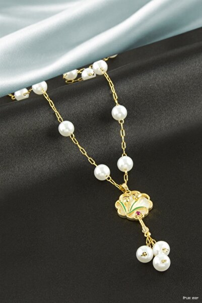 ZERO LAND Ilkestor Flower Pearl Luxury Steel (63912) Necklace Yellow