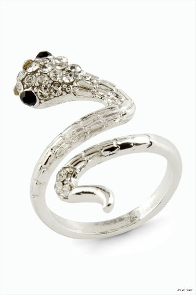 ZERO LAND Ilkestor Metal Ring with Snake Stone (63804) Silver Color