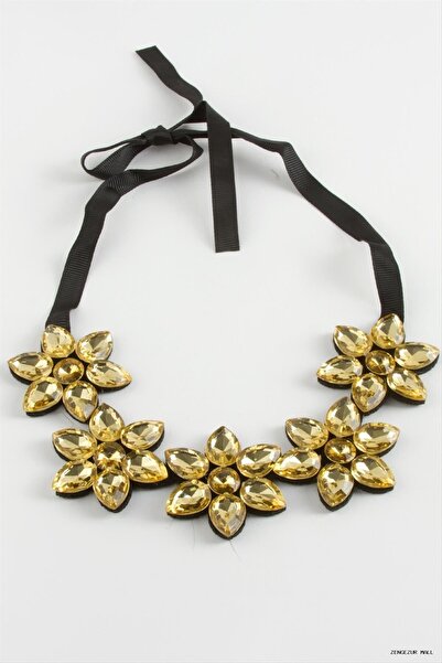 ZERO LAND Zngzrmll Flower Stone Collar (60718) Necklace Yellow
