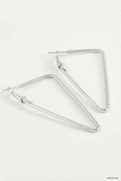 ZERO LAND Zngzrmll Triangle Hoop Earrings 5cm (55940) Silver Color