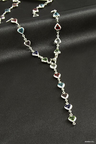 ZERO LAND Zngzrmll Heart Zircon Cubic Zirconia Y Necklace (55843) Silver Color