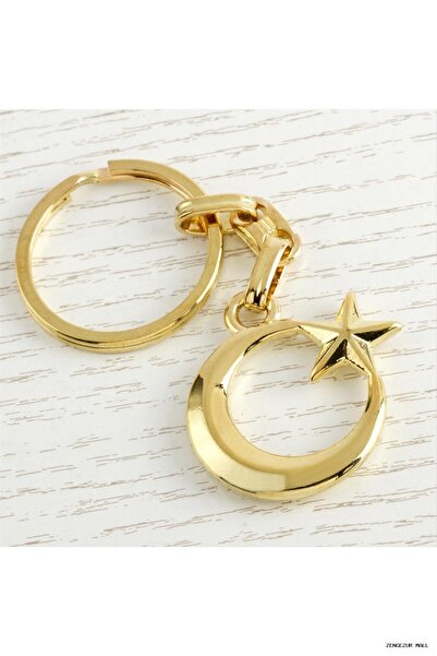 ZERO LAND Zngzrmll Moon Star Figured Metal (60404) Keychain Yellow