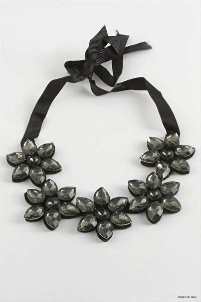 ZERO LAND Zngzrmll Floral Stone Collar (60712) Necklace Anthracite