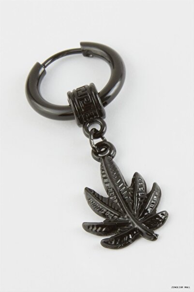 ZERO LAND Zngzrmll Leaf Men's Steel (61954) Earrings Black