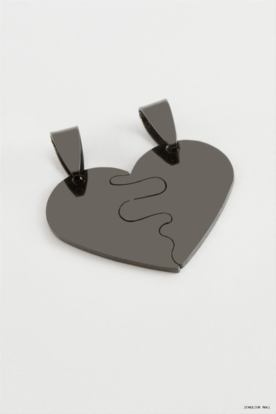 ZERO LAND Zngzrmll Heart Name Engravable Double Steel Pendant 3 (61546) cm Black