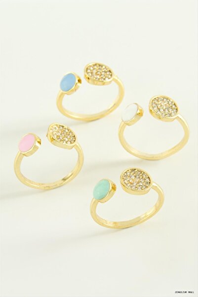 ZERO LAND Zngzrmll Round Stone Enamel Joint Ring (55351) Yellow