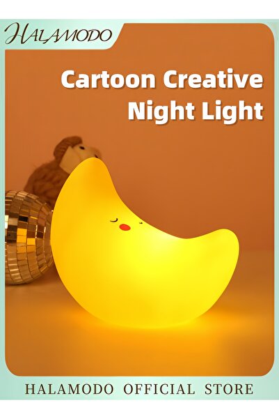 HALAMODO Adorable Curved Silicone LED Night Light Rechargeable Tap-Control Di...