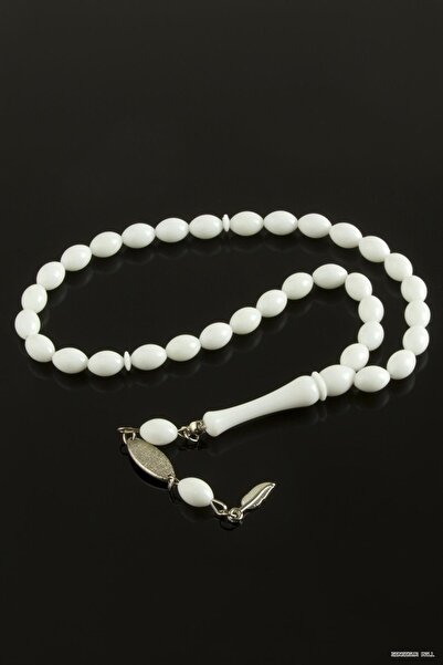 ZERO LAND Zngzrmll Olive Shaped Plastic Rosary 8X11 (63048) mm White