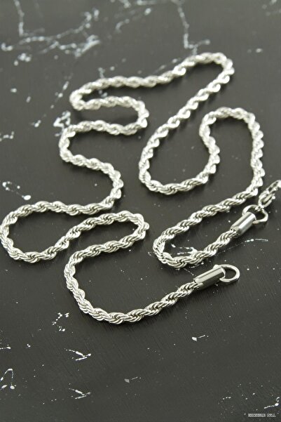 ZERO LAND Zngzrmll Twisted Chain Steel Necklace 55 cm (60237) Silver Color
