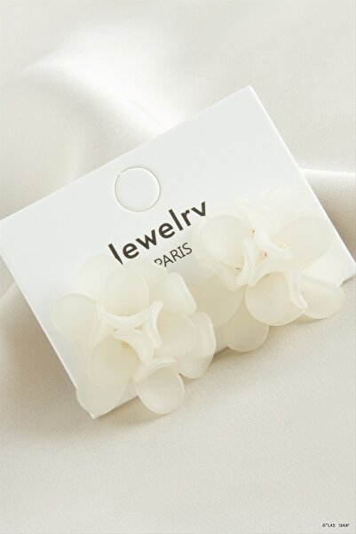 ZERO LAND Ilkestor Flower Plastic (55404) Earrings White