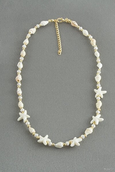 ZERO LAND Ilkestor Starfish Crystal Natural Stone (55333) Necklace Cream