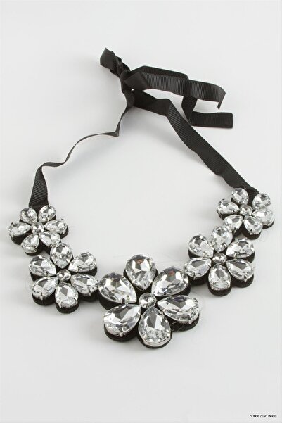 ZERO LAND Zngzrmll Daisy Stone Collar Necklace (60731) Silver Color