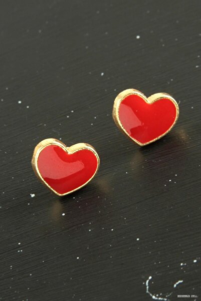 ZERO LAND Zngzrmll Heart Enamel Tiny (61350) Earrings Red