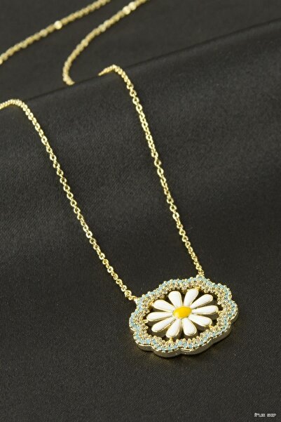 ZERO LAND Ilkestor Daisy Enamel Zircon Stone (70839) Necklace Yellow