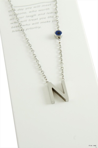 ZERO LAND Ilkestor Silver Color Letter (71724) Steel Necklace