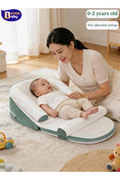 Berma Baby سرير أطفال محمول مضاد للارتجاع، وسادة للرضع، مناسب للأعمار من 0-30...