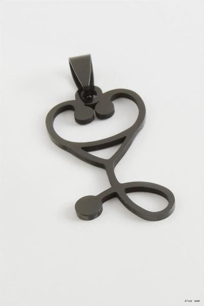 ZERO LAND Ilkestor Steteskop Heart Steel Pendant 3.5 (71859) cm Black