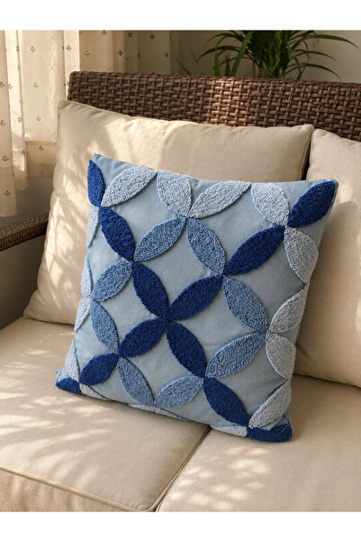 El Yapımı Punch İşlenmiş Geometrik Desenlerde 40*40 cm Ölçülerinde Dekoratif Yastık Kılıfı / Salon, Oturma Odası, Veranda, Balkonda Kullanılır.