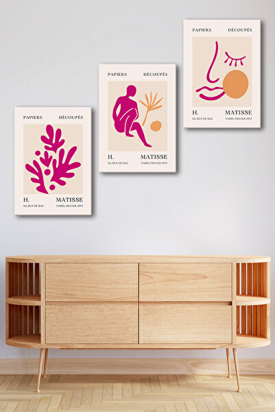 Tilki Dünyası Henri Matisse 3-Piece Canvas Painting Set - Modern Wall Art Set...