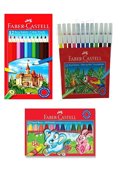 Faber Castell Faber-Castell Kuru Boya 12 li Tam Boy - Pastel Boya 12 li - Keç...