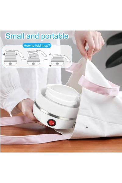 GGEROU Foldable Travel Electric Kettle, Food‑Grade Silicone Portable Boiling Water Pot for Trip Hotel Home
