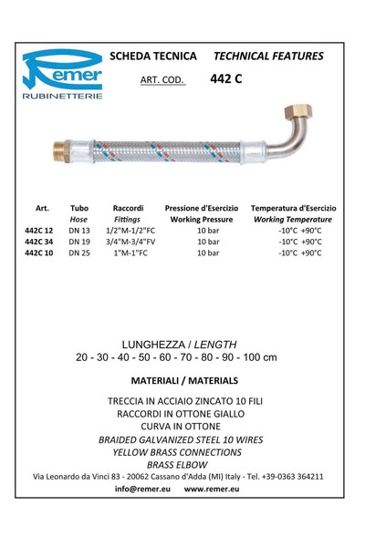 OEM Racord presiune antivid, conectare pompa vas hidrofor, 1", 80 cm, 442C1080