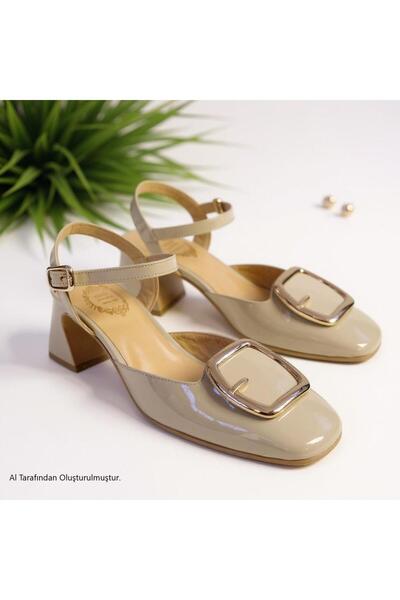 NISH N2632 Women's Genuine Leather Patent Leather Heeled Classic Shoes with B...