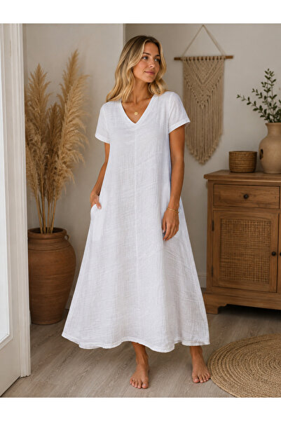 Blanc by Beyza Muslin salaş elbise