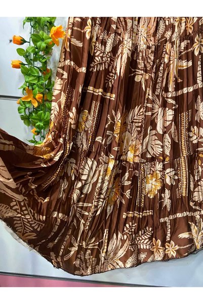 edu collection Patterned Satin Fabric Skirt with Lining