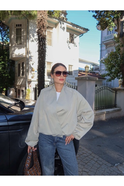 ESRAHELVACI Double-Breasted Collar Short Bomber Jacket