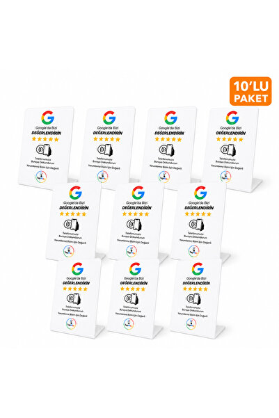 Premium NFC Google Değerlendirme Standı 10’lu Paket