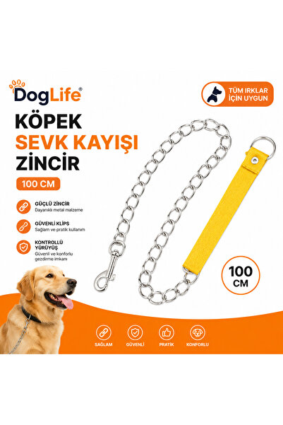 Doglife Dog Life Köpek Sevk Kayışı Zincir 100 cm Metal Zincirli Dokuma Saplı ...