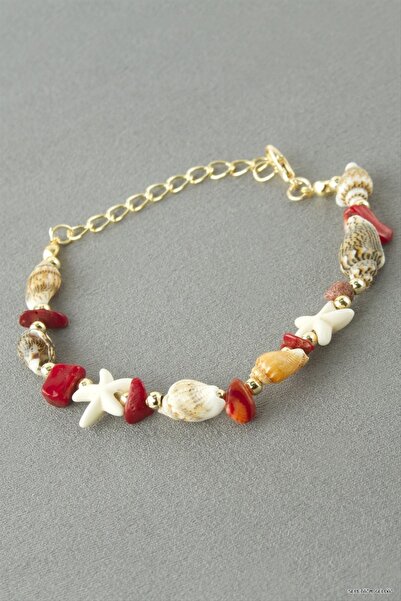 ZERO LAND Spt-Gld Seashell Broken Natural Stone (143904) Bracelet Tile