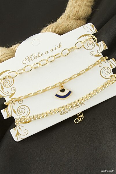 ZERO LAND Spt-Gld Eye Chain Bracelet 3 (102047) Piece Yellow