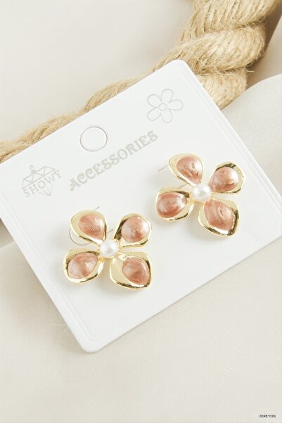 ZERO LAND Stbrycel Flower Pearl Enamel (95232) Earrings Orange