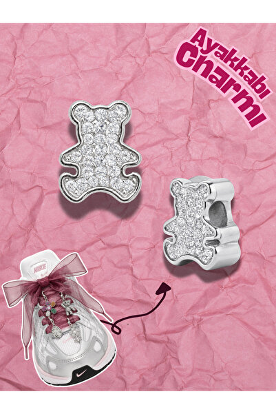 Hugs and Gifts Hugs & Gifts – Glam Charm | Işıltılı Gümüş Ayıcık Charm 🩶✨ 🧸