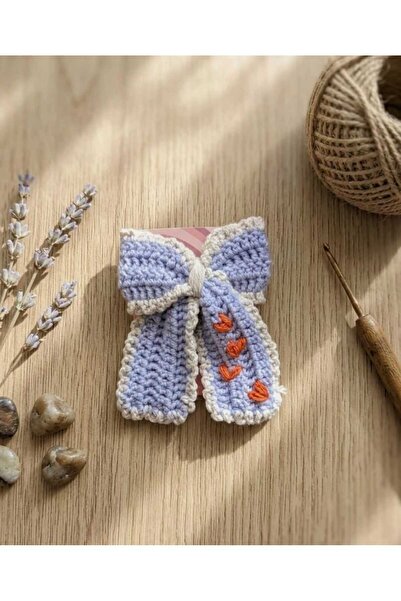 Eylülce Pastel Lila El Örgüsü Fiyonk Klips Toka- 1 Adet