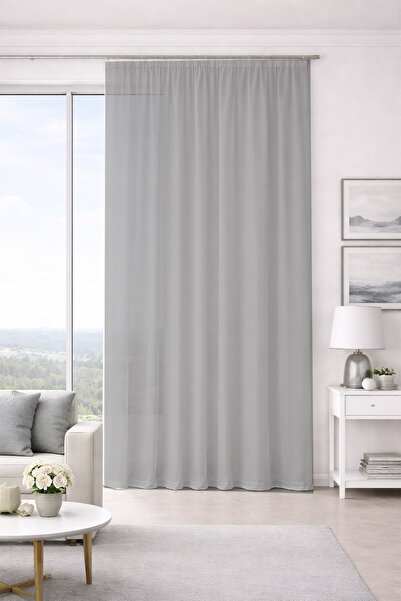 Premier Home Silk Voile Anthracite Custom Size Tulle Curtain 300X260 1X2 Pleat
