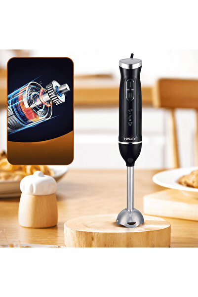HALEY Blender Vertical De Mână HY-1131, 1500W, 2 Viteze, Funcție Pulse, Lame Și Tijă Oțel Inoxidabil