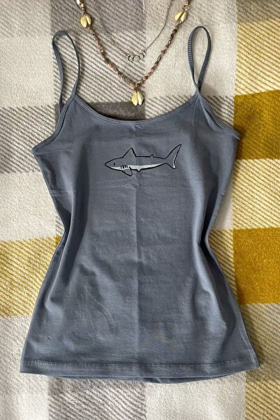 Köstebek Anthracite Shark Y2K Strappy Crop