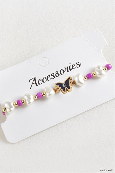 ZERO LAND Spt-Gld Bead Pearl Macrame Cord (112303) Bracelet Pink