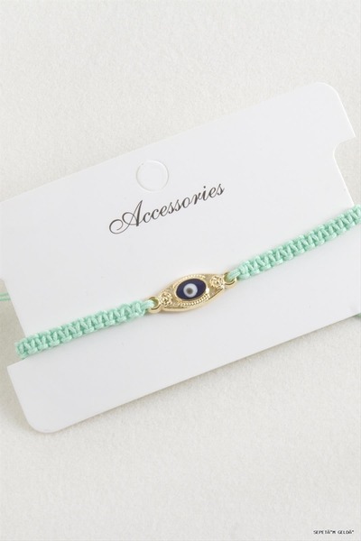 ZERO LAND Spt-Gld Eye Macrame Braided Bracelet (110846) Water Green