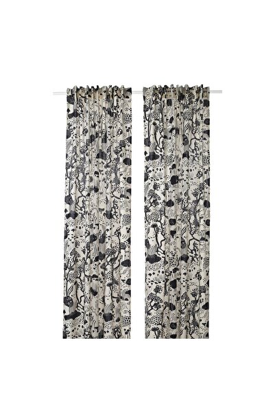 OEM Draperii, 2buc 145x300 cm alb/negru/rjns STOCKHOLM 2025 Draperii care fil...
